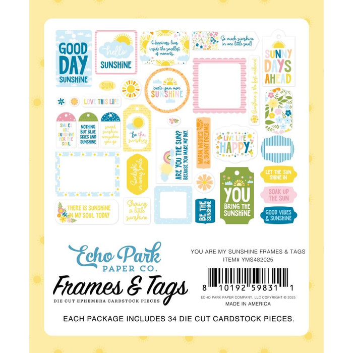 Echo Park You Are My Sunshine - Ephemera Frames & Tags