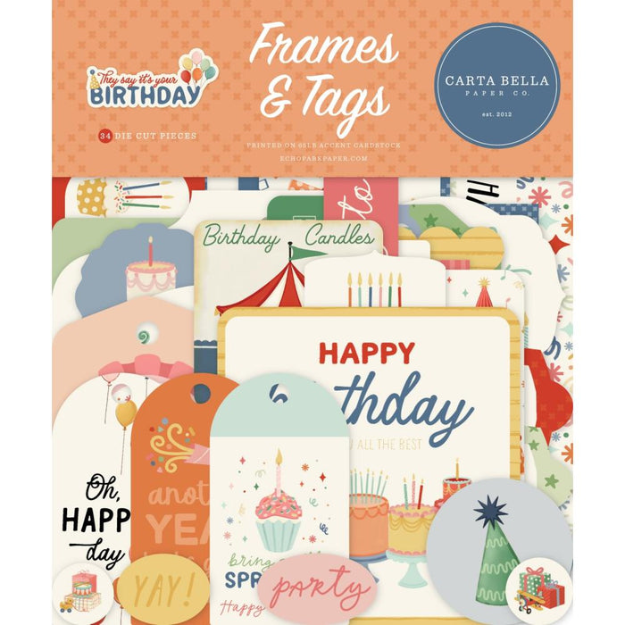 Carta Bella They Say It's Your Birthday - Ephemera Frames & Tags
