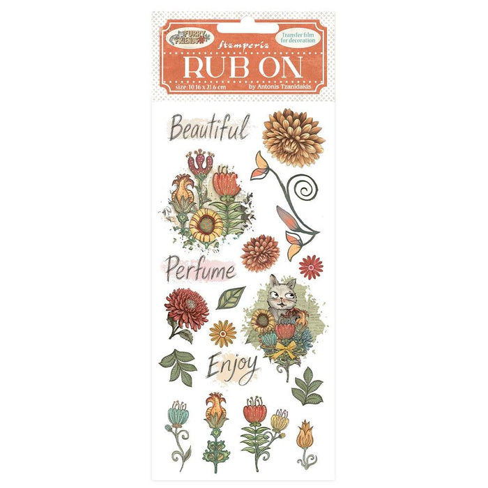 Stamperia Furry Friends - Flowers Rub-Ons