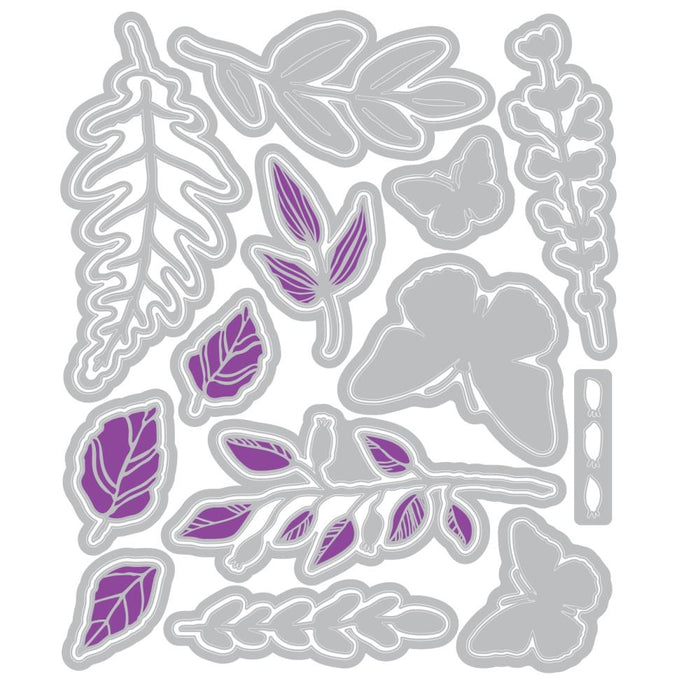 Sizzix Clear Stamp with Framelits Die Set by Vicki Boutin - Greenery Layers