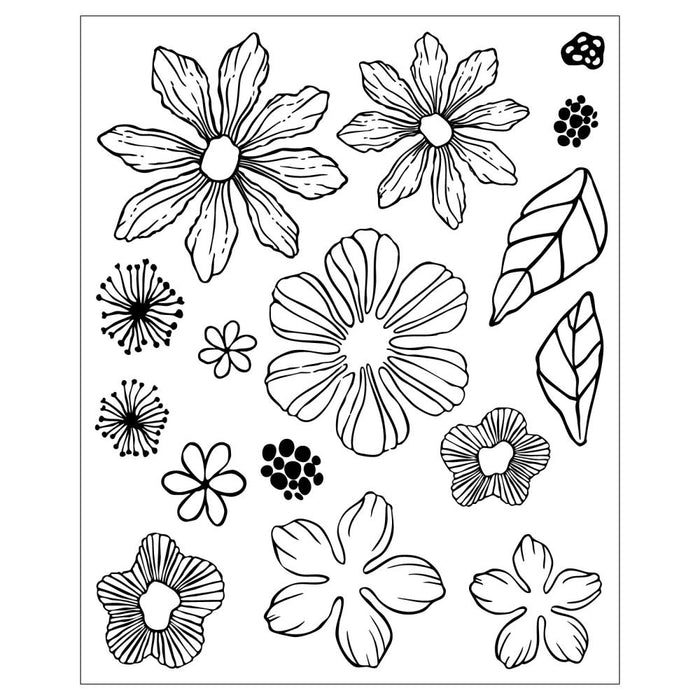 Sizzix Clear Stamp with Framelits Die Set by Vicki Boutin - Floral Layers #1