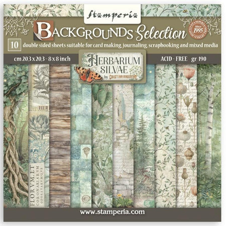 Stamperia Herbarium Silvae - 8x8 Backgrounds Paper Pack