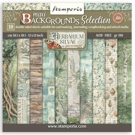 Stamperia Herbarium Silvae - 12x12 Maxi Backgrounds Paper Pack