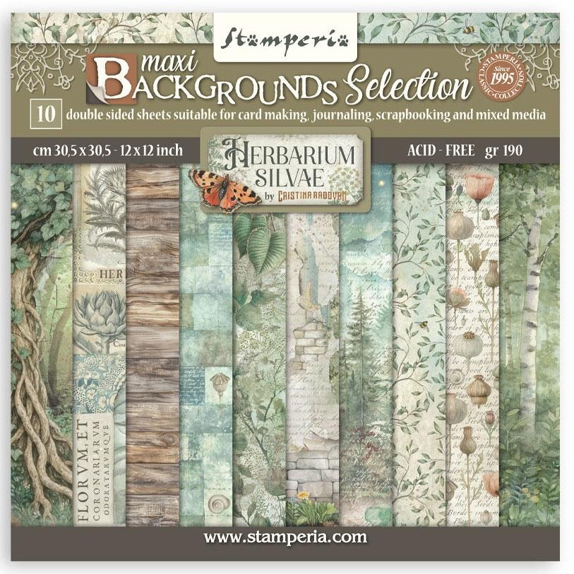 Stamperia Herbarium Silvae - 12x12 Maxi Backgrounds Paper Pack — Papermaze