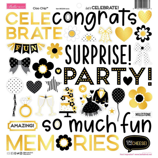 Bella Blvd Let's Celebrate! - Ciao Chip Chipboard Stickers
