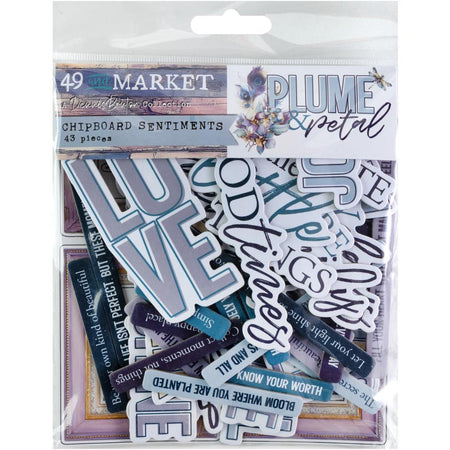 49 & Market Plume & Petal - Chipboard Sentiments
