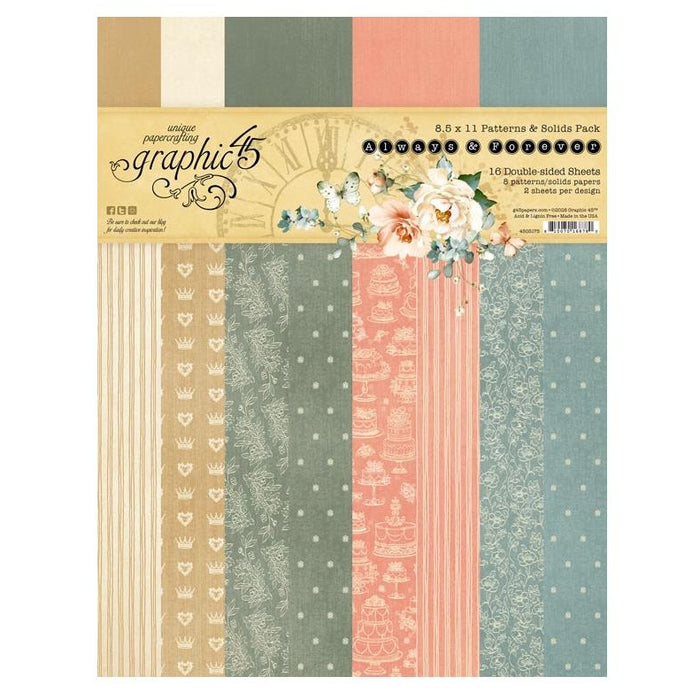 Graphic 45 Always & Forever - 8.5" x 11" Patterns & Solids Collection Pack