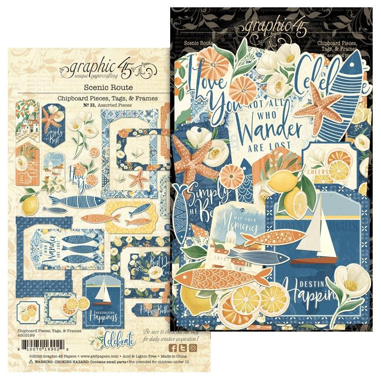 Graphic 45 Scenic Route - Die Cut Tags & Frames