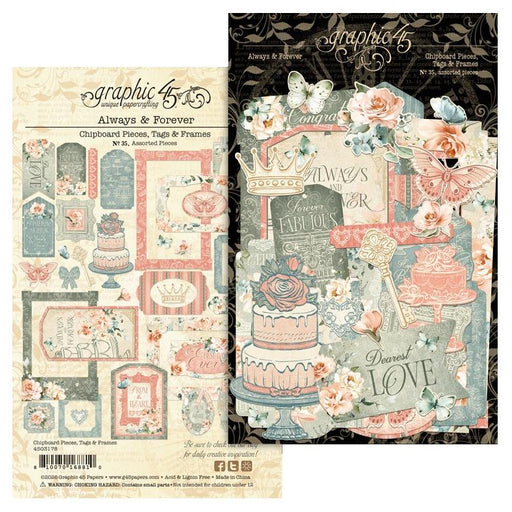 Graphic 45 Always & Forever - Die Cut Tags & Frames