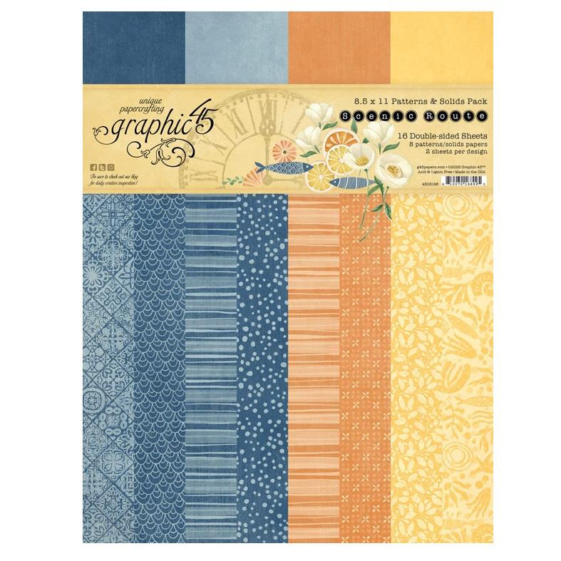 Graphic 45 Scenic Route - 8.5" x 11" Patterns & Solids Collection Pack