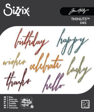Sizzix Tim Holtz Thinlits Die - Handwritten Celebrate