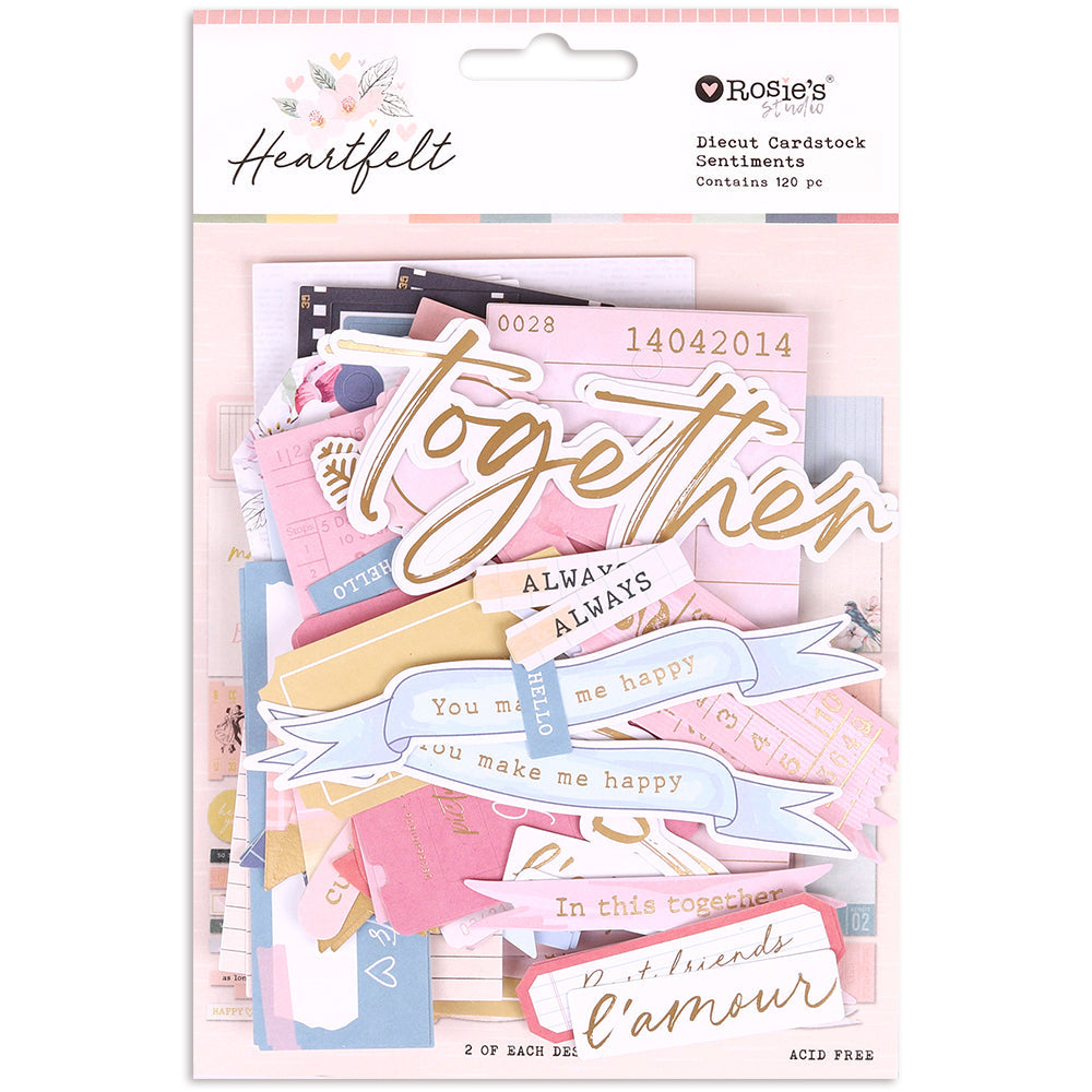 Rosie's Studio Heartfelt - Die Cut Ephemera Sentiments Pack