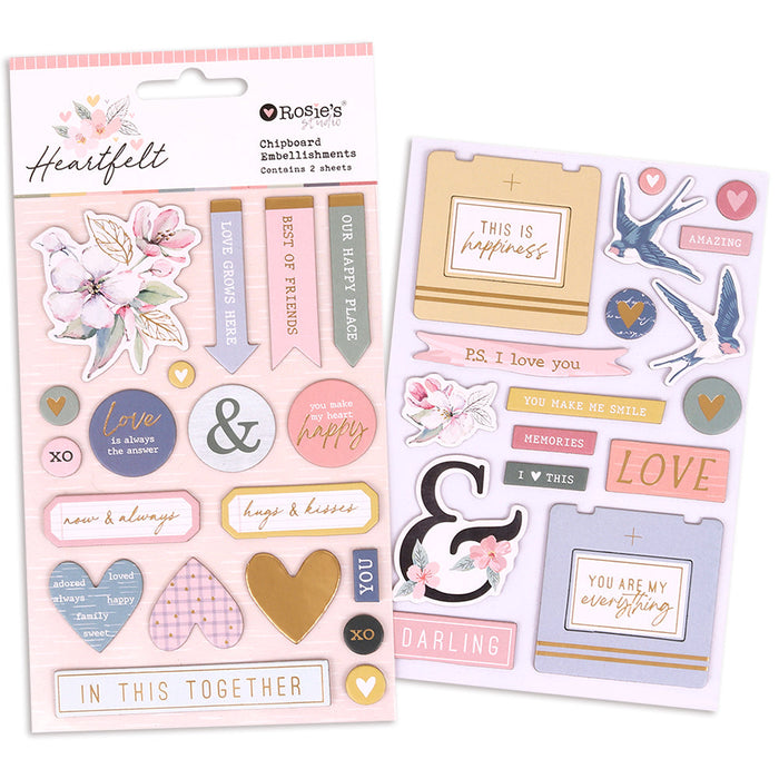 Rosie's Studio Heartfelt - Chipboard Embellishment