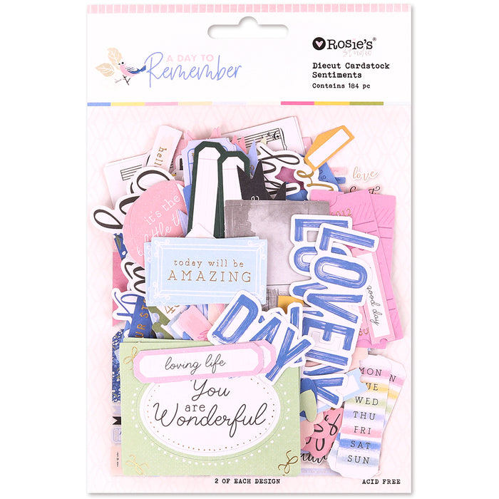 Rosie's Studio A Day To Remember - Die Cut Ephemera Sentiments