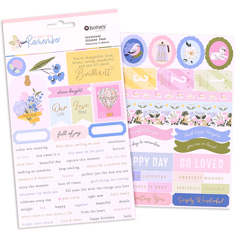 Rosie's Studio A Day To Remember - Cardstock Sticker Sheets