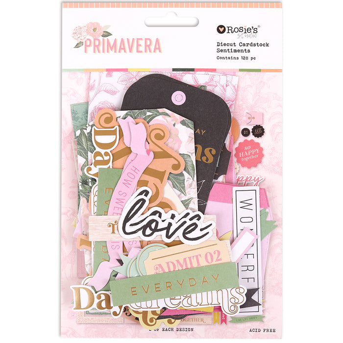 Rosie's Studio Primavera - Cardstock Diecut Sentiments Ephemera