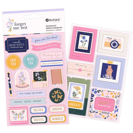 Rosie's Studio Forget Me Not - Chipboard Embellishments