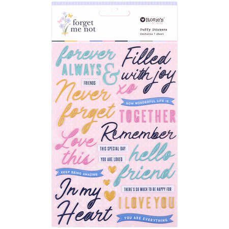 Rosie's Studio Forget Me Not - Puffy Sentiment Stickers