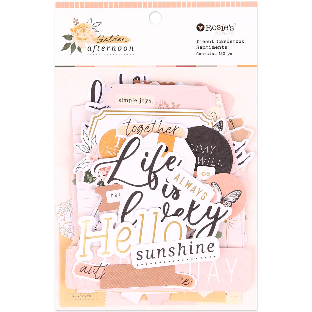 Rosie's Studio Golden Afternoon - Die Cut Ephemera Sentiments