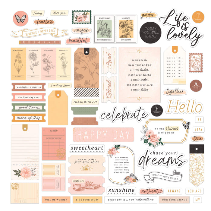 Rosie's Studio Golden Afternoon - Die Cut Ephemera Sentiments