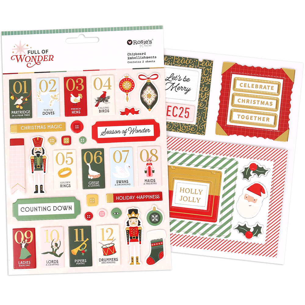 Rosie's Studio Full Of Wonder - Chipboard Sticker Sheets