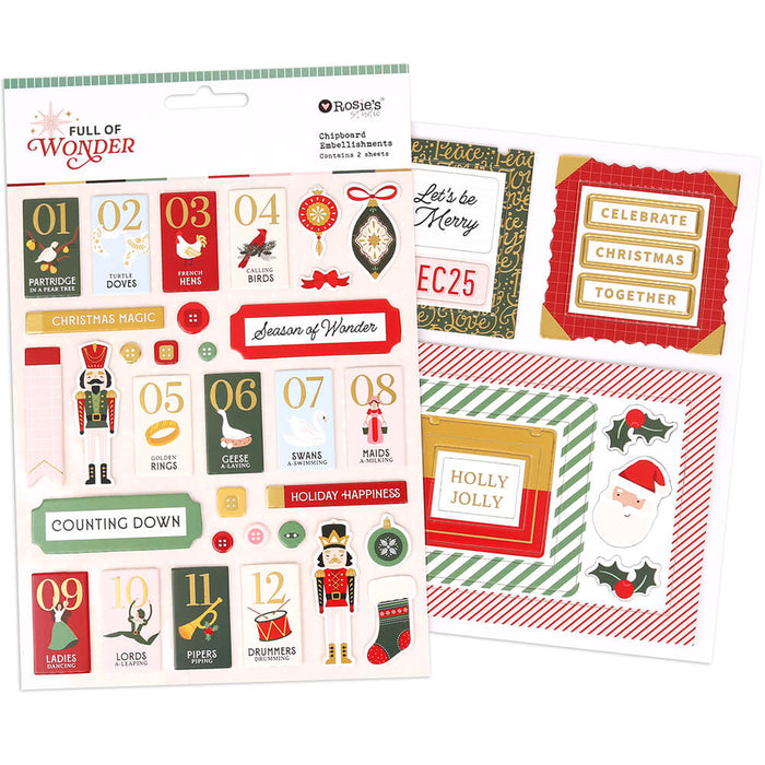 Rosie's Studio Full Of Wonder - Chipboard Sticker Sheets