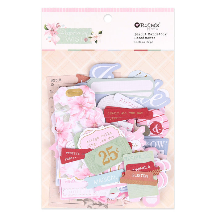 Rosie's Studio Peppermint Twist - Die Cut Ephemera Sentiments