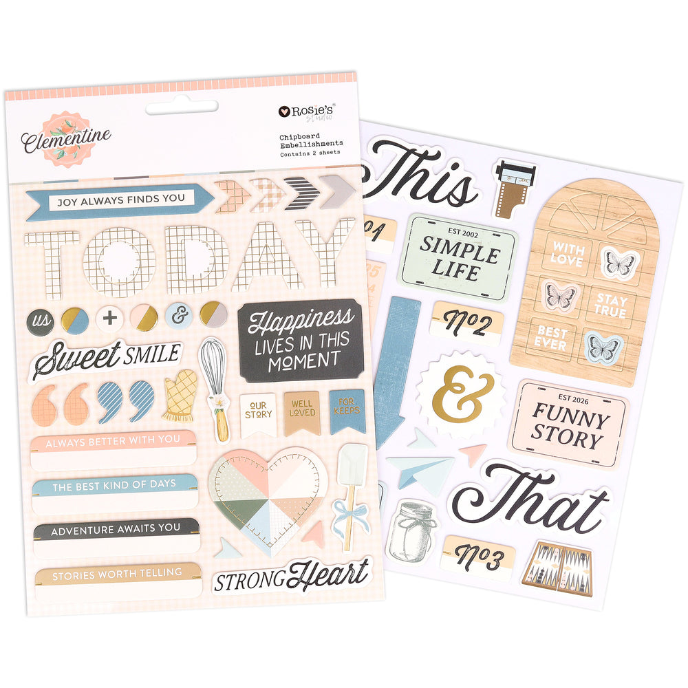 Rosie's Studio Clementine - Chipboard Sticker Sheets
