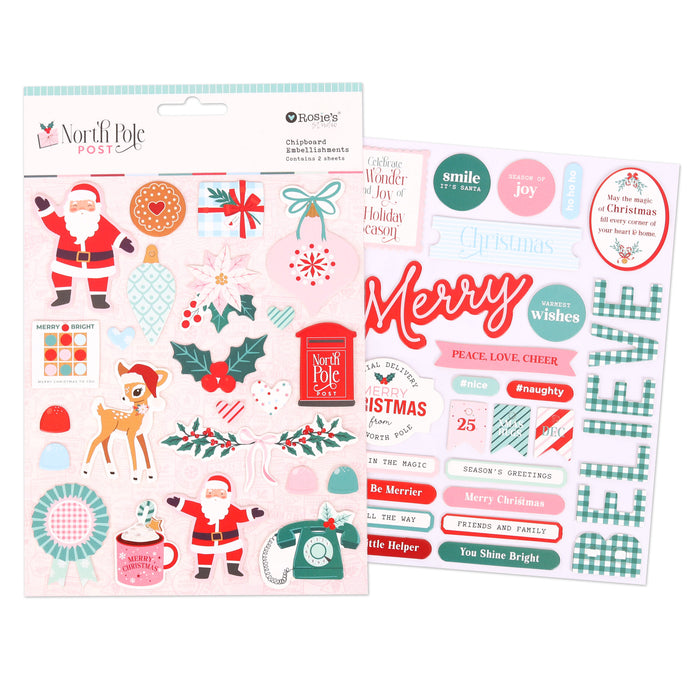 Rosie's Studio North Pole Post - Chipboard Embellishments