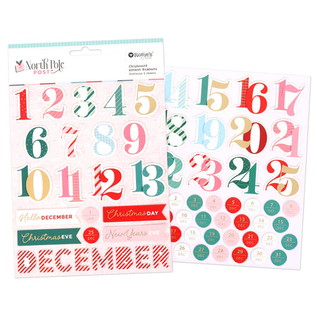 Rosie's Studio North Pole Post - Chipboard Advent Numbers