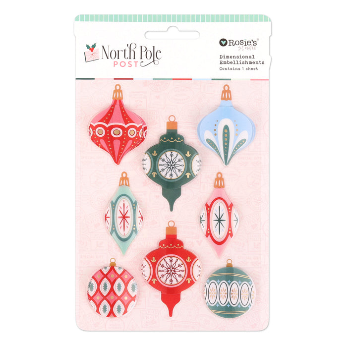 Rosie's Studio North Pole Post - Ornaments Acetate Embellishments