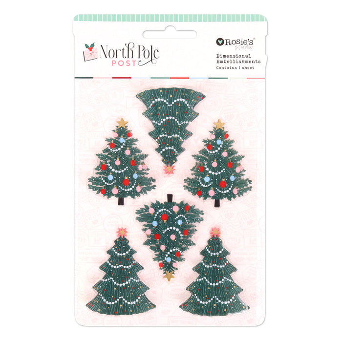 Rosie's Studio North Pole Post - Christmas Tree Acetate Embellishments