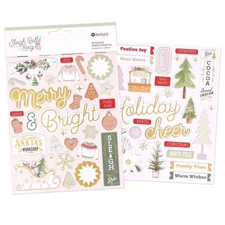 Rosie's Studio Sleigh Bells Ring - Chipboard Sticker Sheets