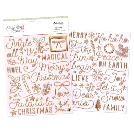 Rosie's Studio Sleigh Bells Ring - Foil Puffy Stickers