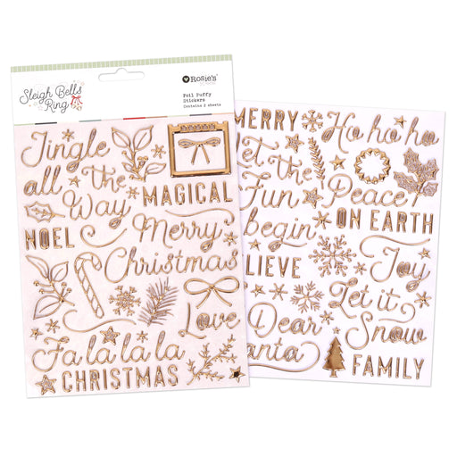 Rosie's Studio Sleigh Bells Ring - Foil Puffy Stickers