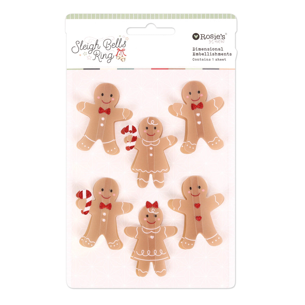 Rosie's Studio Sleigh Bells Ring - Gingerbread Acetate Embellishments