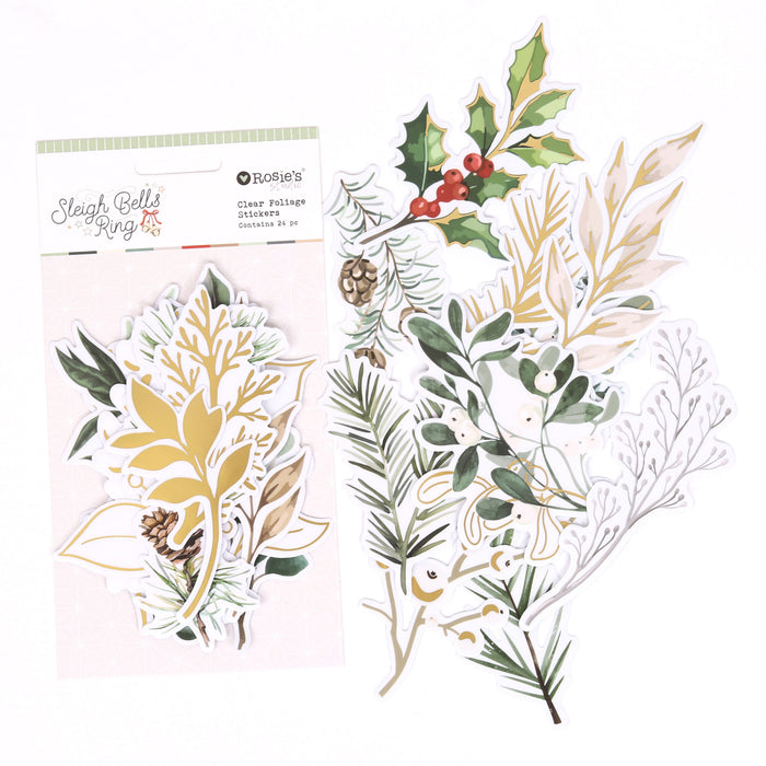 Rosie's Studio Sleigh Bells Ring - Clear Foliage Stickers