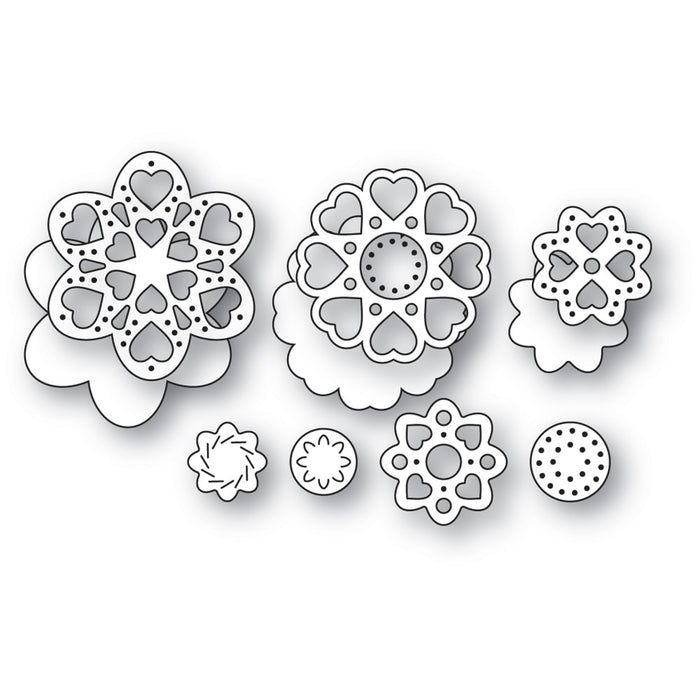 Poppystamps Die - Heart Flowers