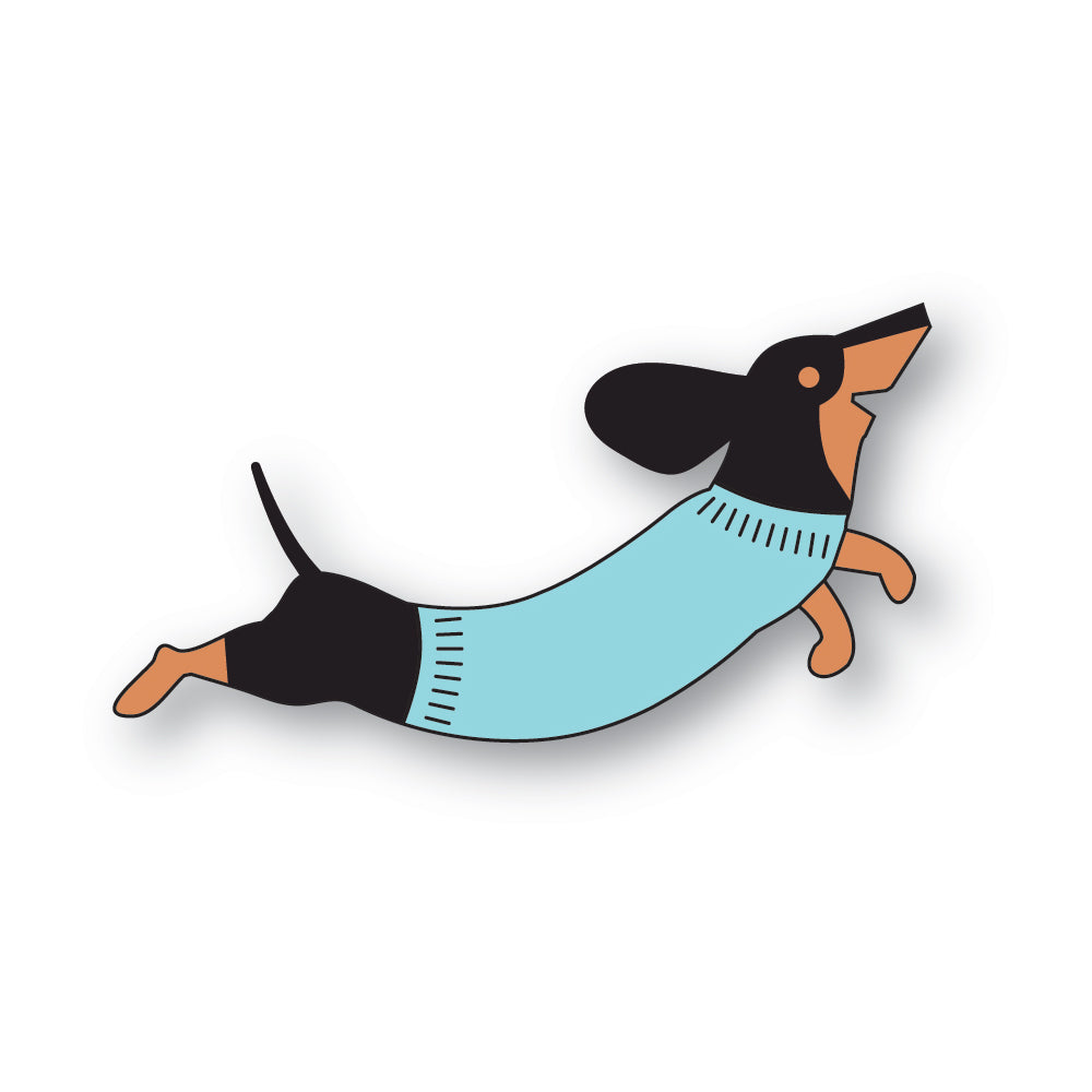 Poppystamps Die - Leaping Dachshund