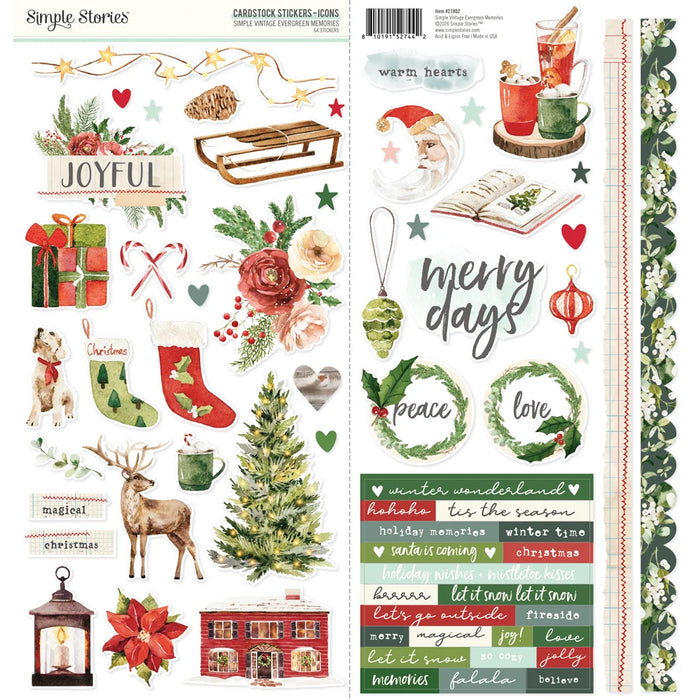 Simple Stories Simple Vintage Evergreen Memories - Cardstock Stickers Icons