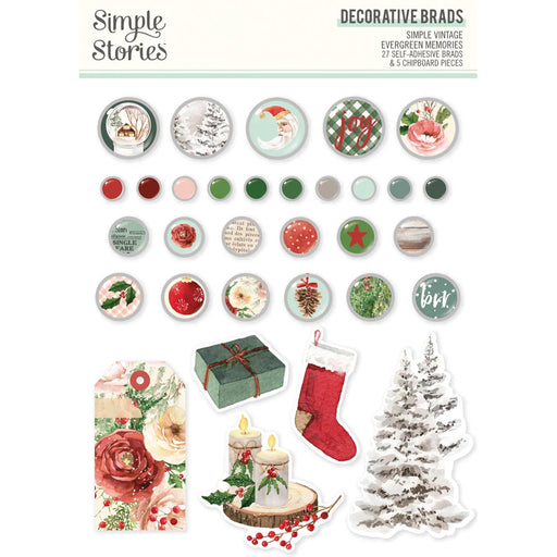 Simple Stories Simple Vintage Evergreen Memories - Decorative Brads
