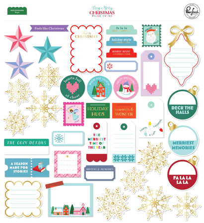 Pinkfresh Studio Very Merry Christmas by Paige Evans - Tags Ephemera