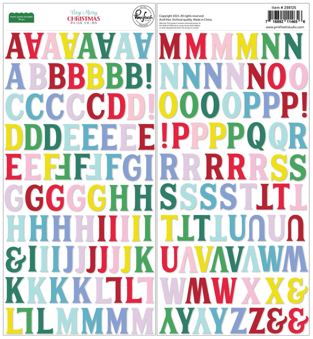 Pinkfresh Studio Very Merry Christmas by Paige Evans - Puffy Alpha Stickers