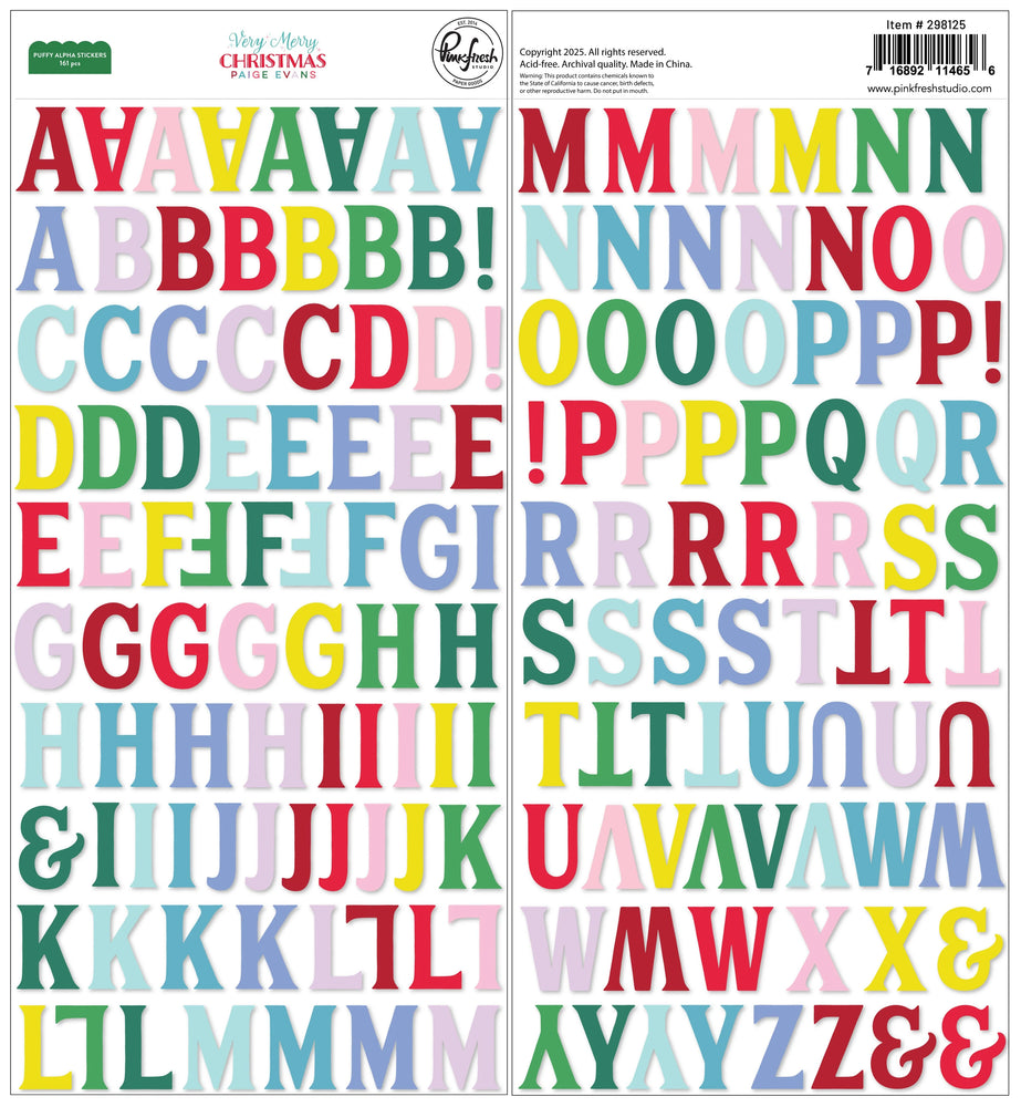 Pinkfresh Studio Very Merry Christmas by Paige Evans - Puffy Alpha Stickers
