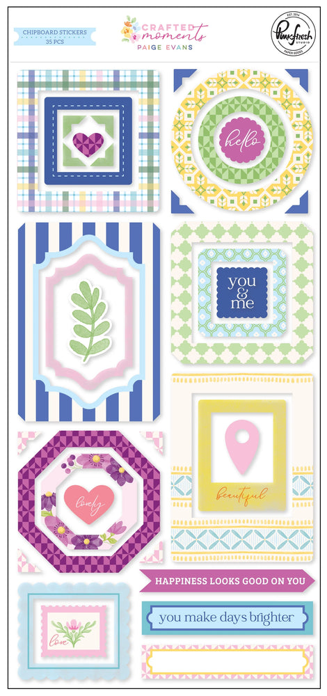 Pinkfresh Studio Crafted Moments by Paige Evans - Chipboard Stickers
