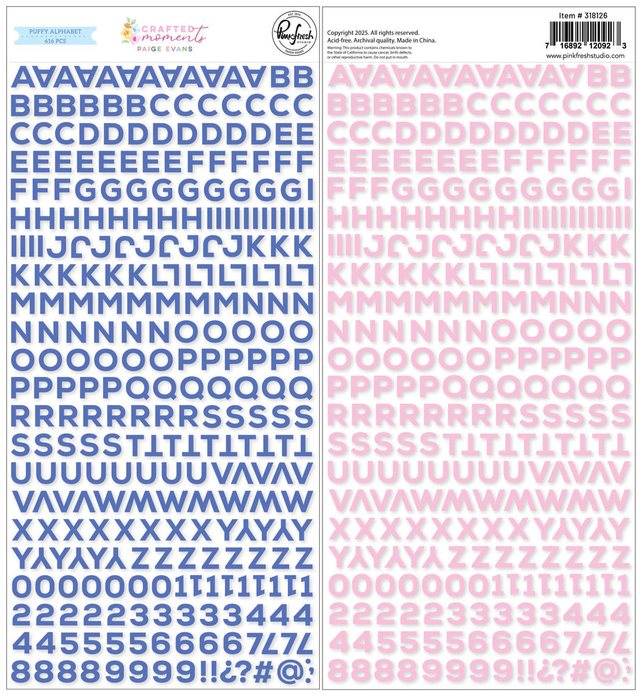 Pinkfresh Studio Crafted Moments by Paige Evans - Mini Puffy Alphabet