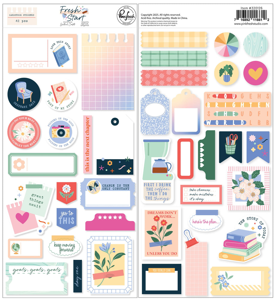 Pinkfresh Studio Fresh Start - Cardstock Stickers