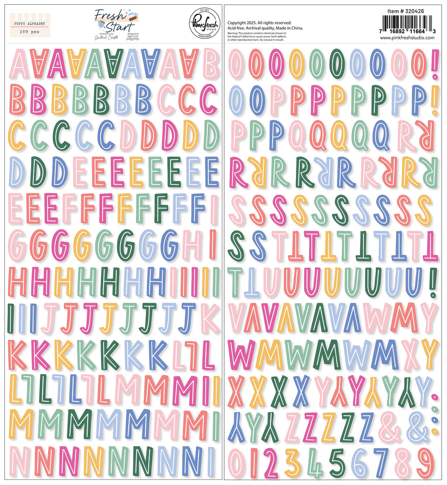 Pinkfresh Studio Fresh Start - Puffy Alpha Stickers