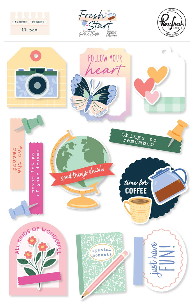 Pinkfresh Studio Fresh Start - Layered Stickers