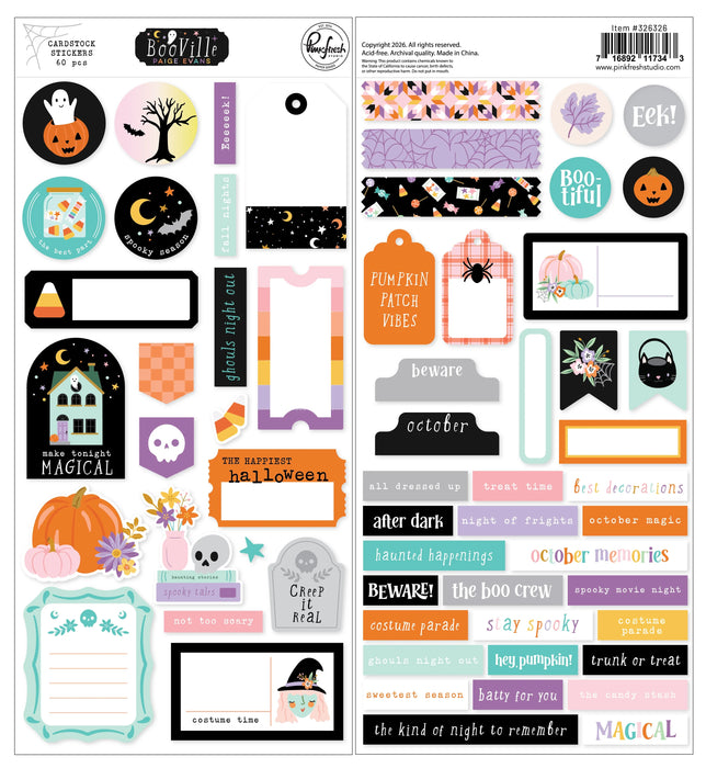 Pinkfresh Studio BooVille by Paige Evans - Cardstock Stickers